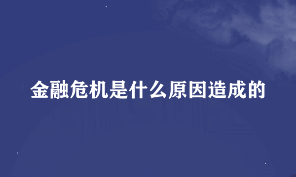 金融危机是什么原因造成的