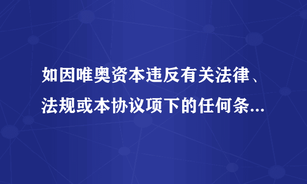 如因唯奥资本违反有关法律、法规或本协议项下的任何条款而给用户造成损失，唯奥资本应该承担什么？