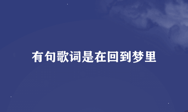 有句歌词是在回到梦里