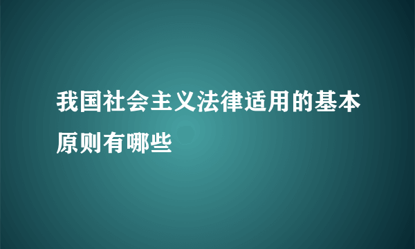 我国社会主义法律适用的基本原则有哪些