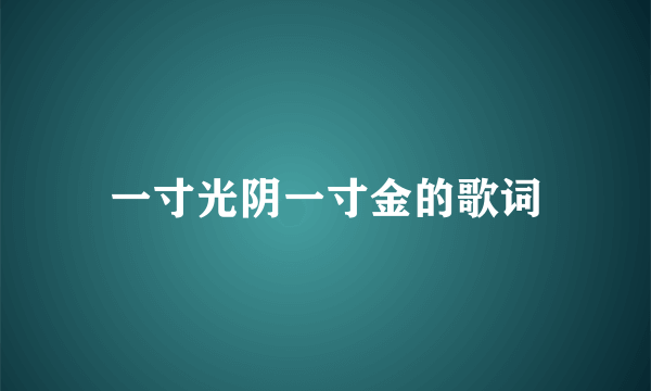 一寸光阴一寸金的歌词