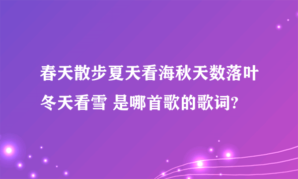 春天散步夏天看海秋天数落叶冬天看雪 是哪首歌的歌词?