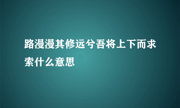 路漫漫其修远兮吾将上下而求索什么意思