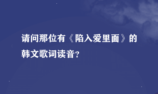 请问那位有《陷入爱里面》的韩文歌词读音？