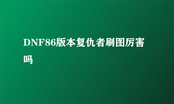 DNF86版本复仇者刷图厉害吗