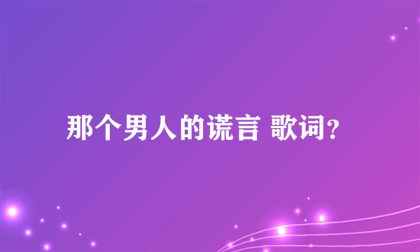 那个男人的谎言 歌词？