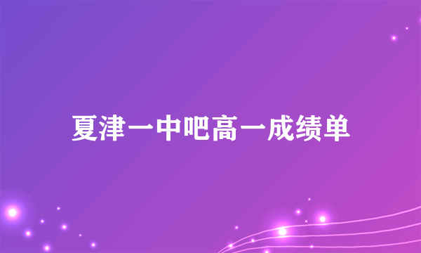 夏津一中吧高一成绩单