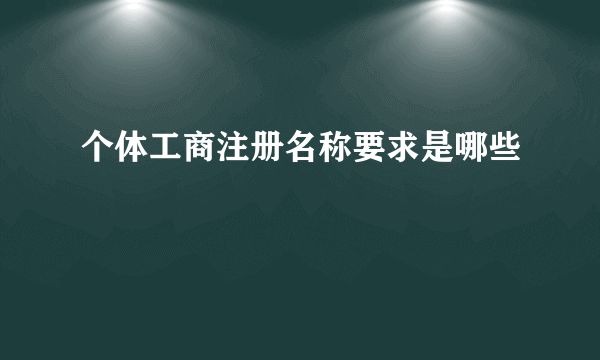 个体工商注册名称要求是哪些