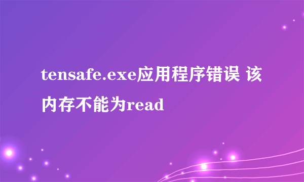 tensafe.exe应用程序错误 该内存不能为read