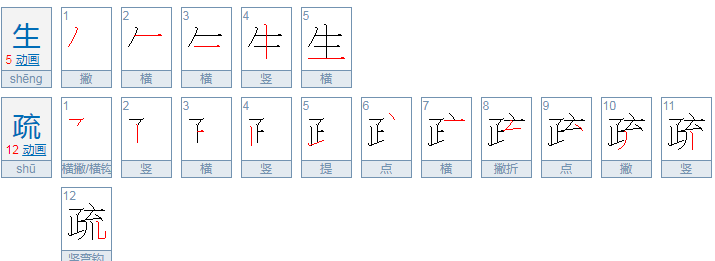 生疏的意思