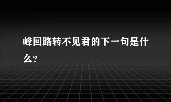 峰回路转不见君的下一句是什么？