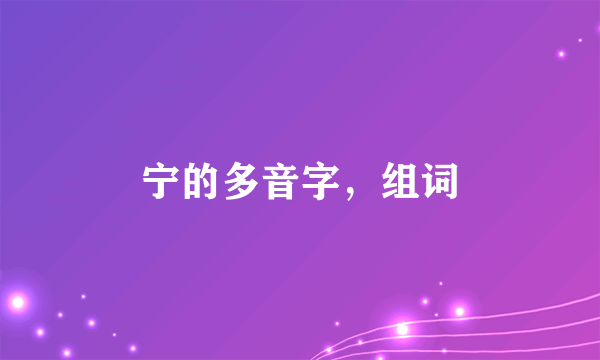 宁的多音字，组词