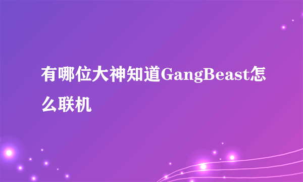 有哪位大神知道GangBeast怎么联机