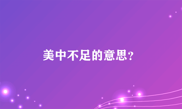 美中不足的意思？