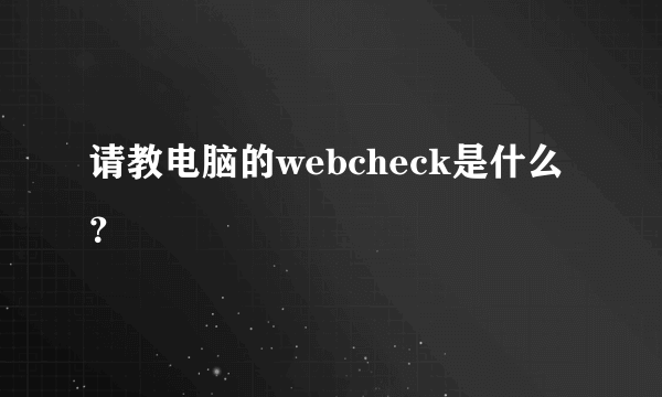 请教电脑的webcheck是什么？