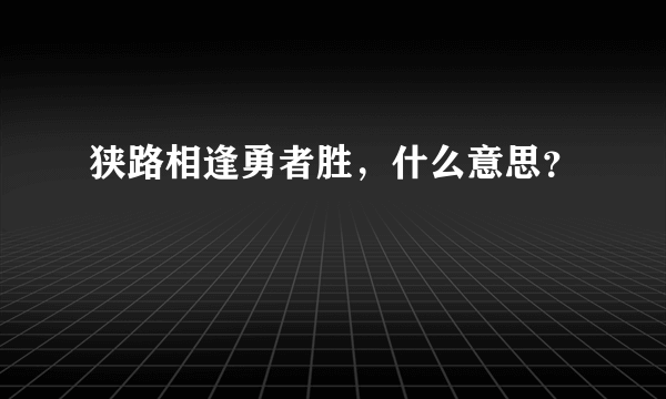 狭路相逢勇者胜，什么意思？