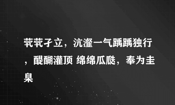 茕茕孑立，沆瀣一气踽踽独行，醍醐灌顶 绵绵瓜瓞，奉为圭臬