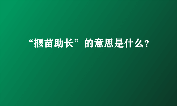 “揠苗助长”的意思是什么？