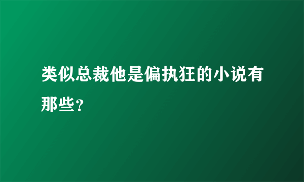 类似总裁他是偏执狂的小说有那些？