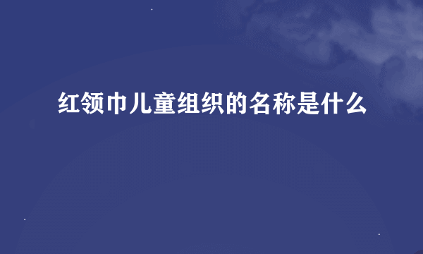 红领巾儿童组织的名称是什么