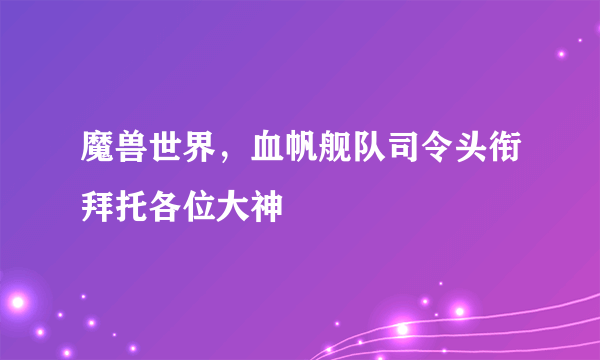 魔兽世界，血帆舰队司令头衔拜托各位大神