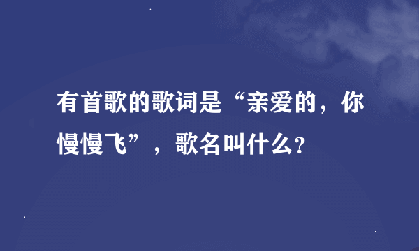 有首歌的歌词是“亲爱的，你慢慢飞”，歌名叫什么？