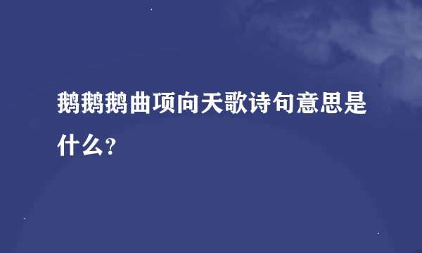 鹅鹅鹅曲项向天歌诗句意思是什么？