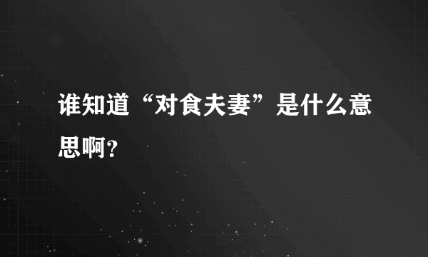 谁知道“对食夫妻”是什么意思啊？