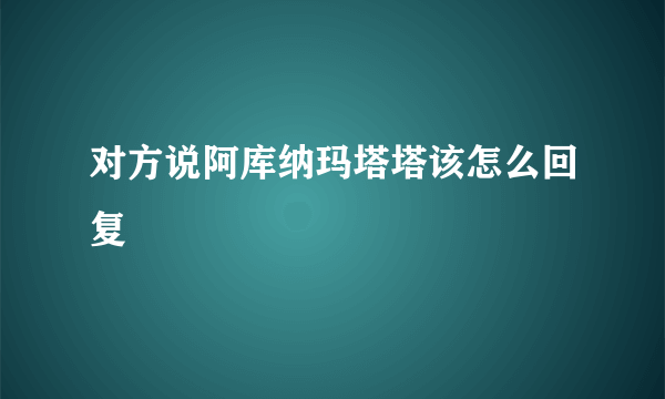 对方说阿库纳玛塔塔该怎么回复