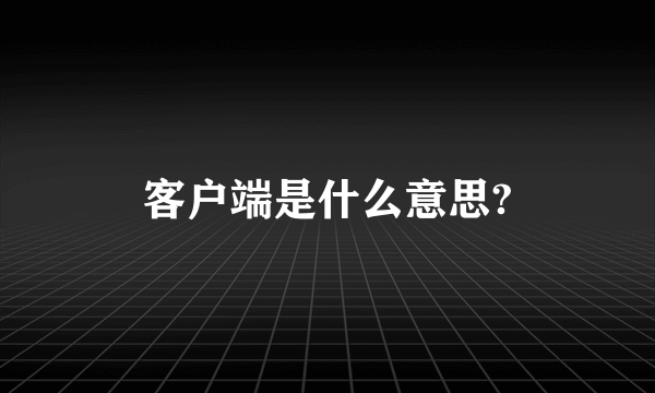 客户端是什么意思?