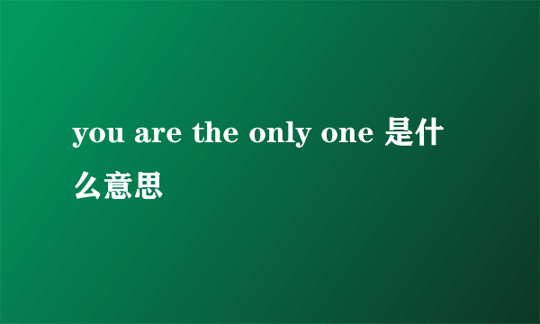 you are the only one 是什么意思