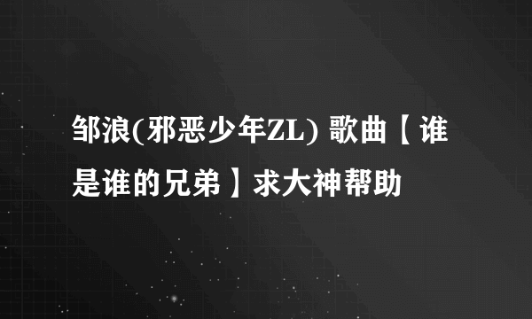 邹浪(邪恶少年ZL) 歌曲【谁是谁的兄弟】求大神帮助