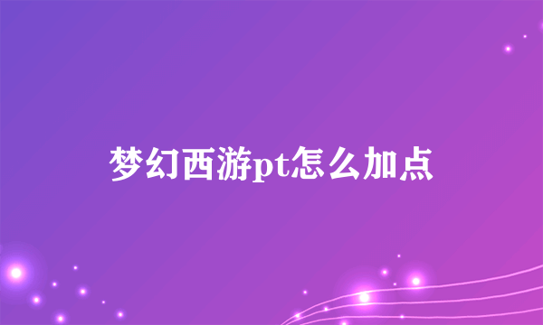 梦幻西游pt怎么加点