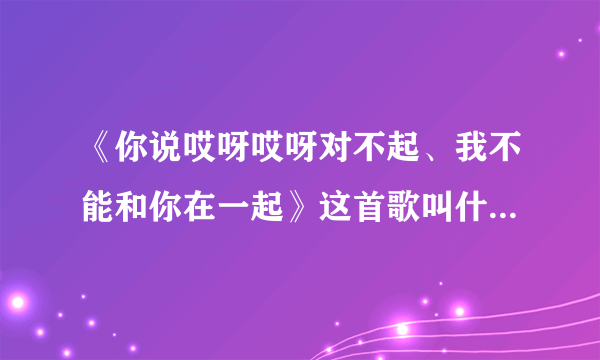 《你说哎呀哎呀对不起、我不能和你在一起》这首歌叫什么名字？