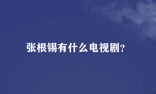 张根锡有什么电视剧？