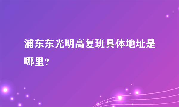 浦东东光明高复班具体地址是哪里？