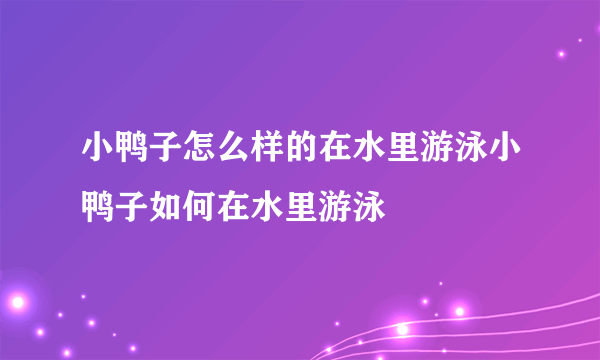 小鸭子怎么样的在水里游泳小鸭子如何在水里游泳