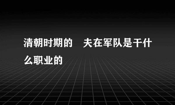 清朝时期的莝夫在军队是干什么职业的