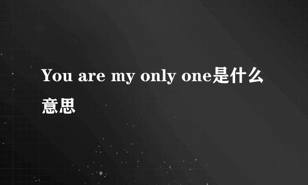 You are my only one是什么意思