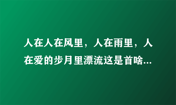 人在人在风里，人在雨里，人在爱的步月里漂流这是首啥歌呀？谢谢！