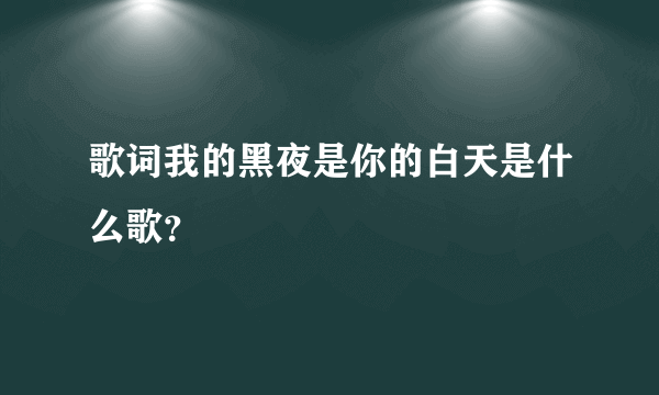 歌词我的黑夜是你的白天是什么歌？