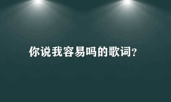 你说我容易吗的歌词？