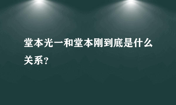 堂本光一和堂本刚到底是什么关系？