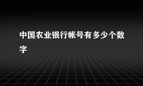 中国农业银行帐号有多少个数字