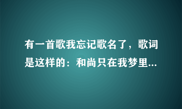 有一首歌我忘记歌名了，歌词是这样的：和尚只在我梦里，如果你摸脸又亲亲，请问这首歌名是什么？