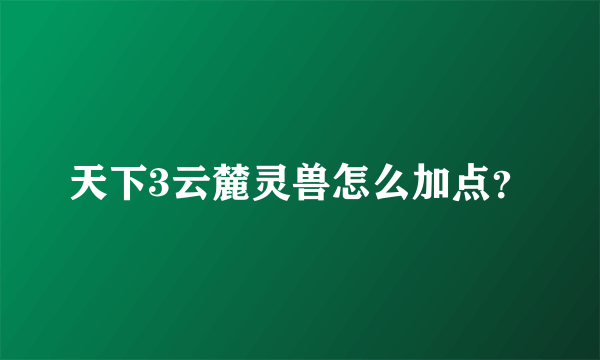 天下3云麓灵兽怎么加点？