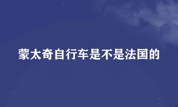 蒙太奇自行车是不是法国的