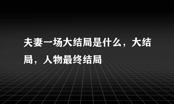 夫妻一场大结局是什么，大结局，人物最终结局