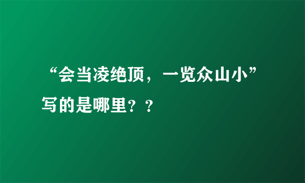 “会当凌绝顶，一览众山小”写的是哪里？？