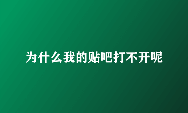 为什么我的贴吧打不开呢